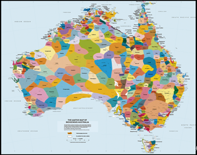 Map showcasing over 500 First Nations across Australia, highlighting the regions for the Allodial Land Use Registry initiative.