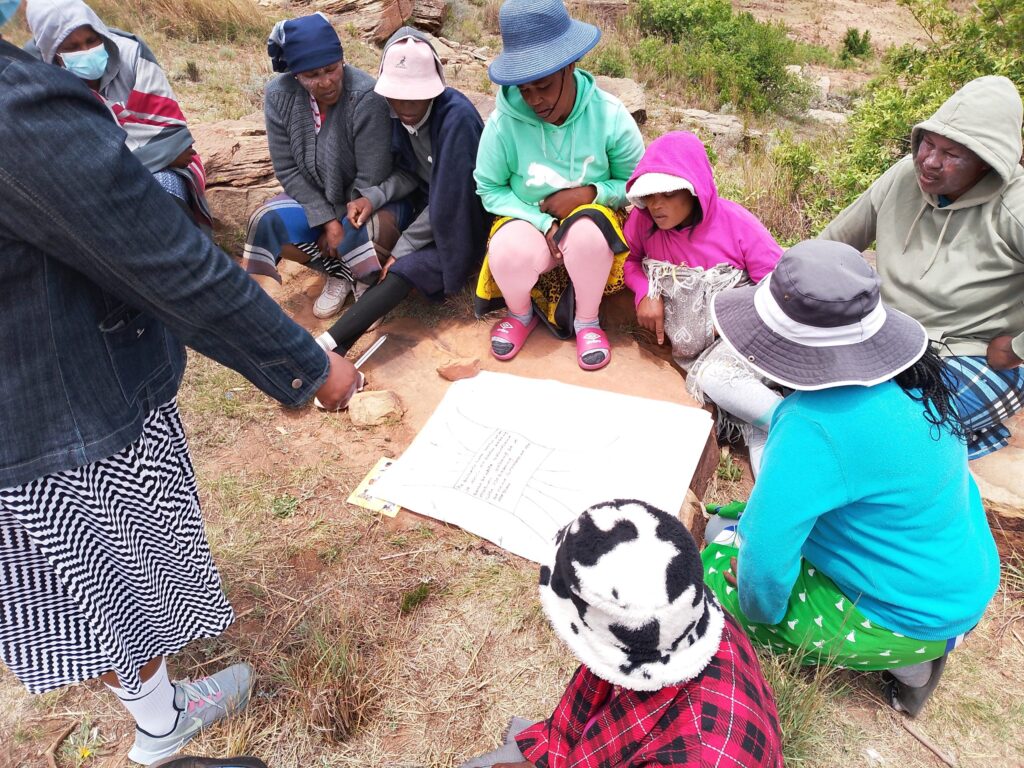 Separate groups; women discussing their specific land challenges in the MDIH Land & Gender Community Dialogues in Phamong.