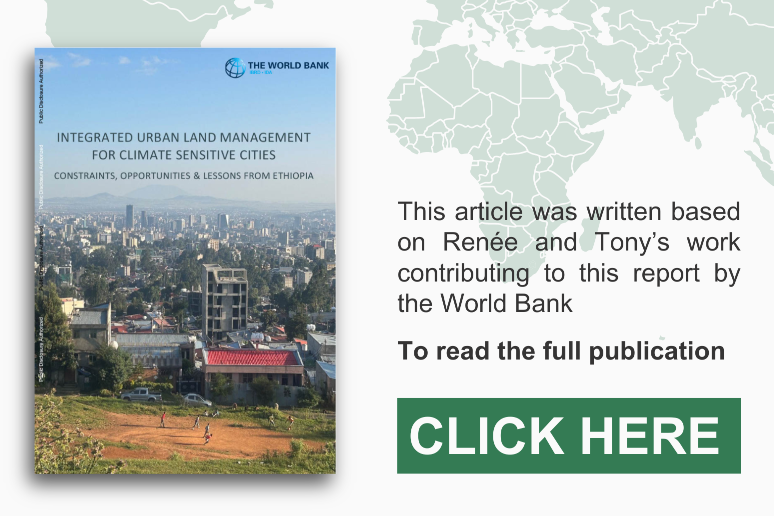 Renee Chartres Tony Burns Integrated Urban Land Management for Climate Sensitive Cities: Contraints, Opportunities, and Lessons from Ethiopia World Bank Report