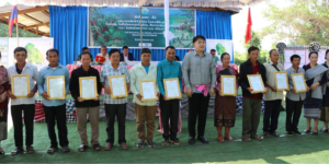 Newly recognised rightsholders received their certificates at the landmark forest land rights ceremony Khok Savang Lao PDR.